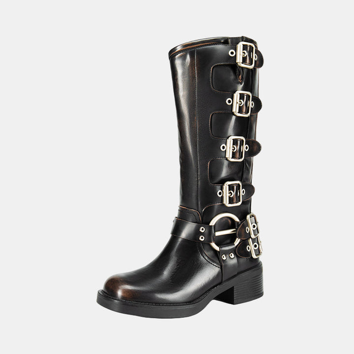 Istrid | Multi-Buckle Knee-High Leather Boots