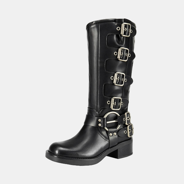 Istrid | Multi-Buckle Knee-High Leather Boots