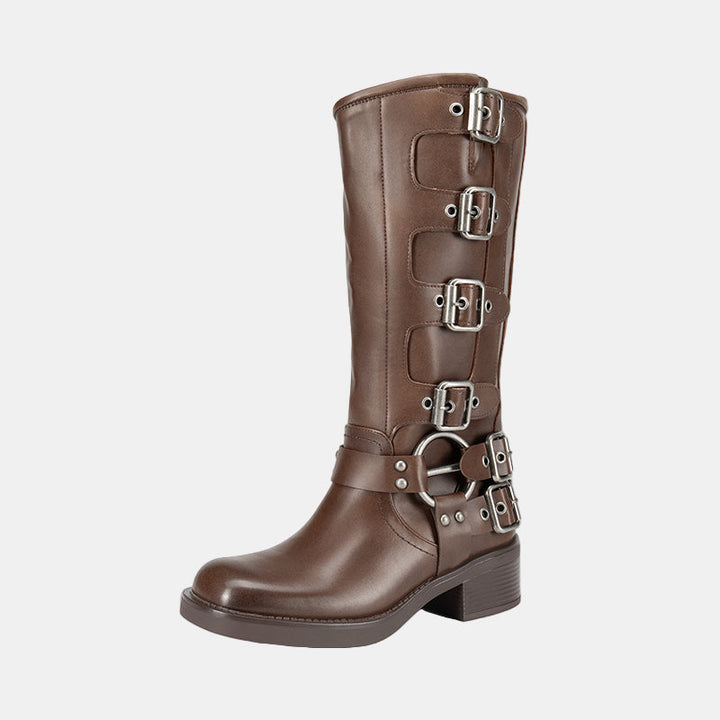 Istrid | Multi-Buckle Knee-High Leather Boots