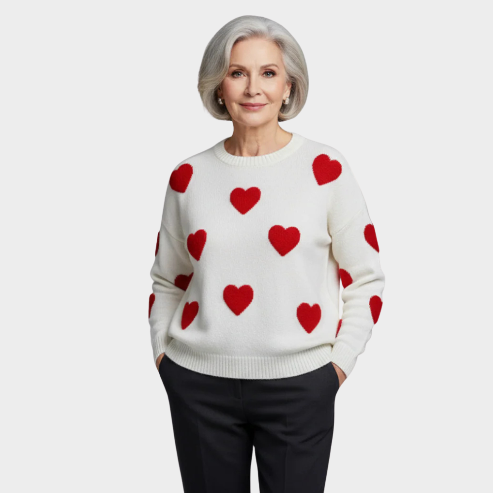 Soren | Cotton Blend Sweater with Hearts