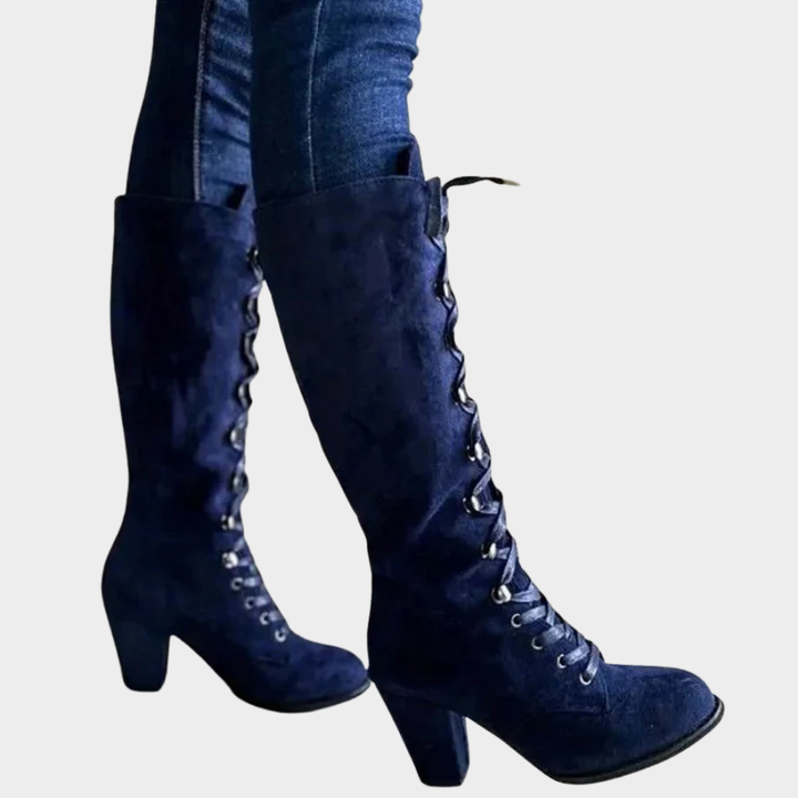 Selene | Lace-Up High Heel Suede Boots