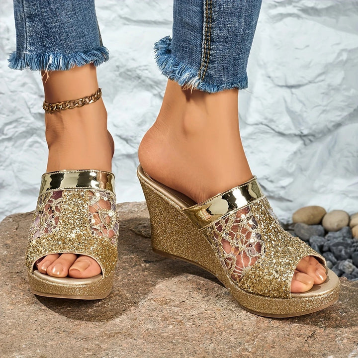 MARIEL | SEQUINED WEDGE HEELS