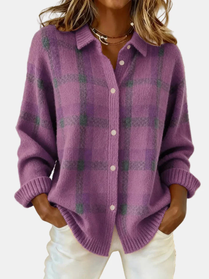 Essale | Retro Contrast Plaid Cardigan
