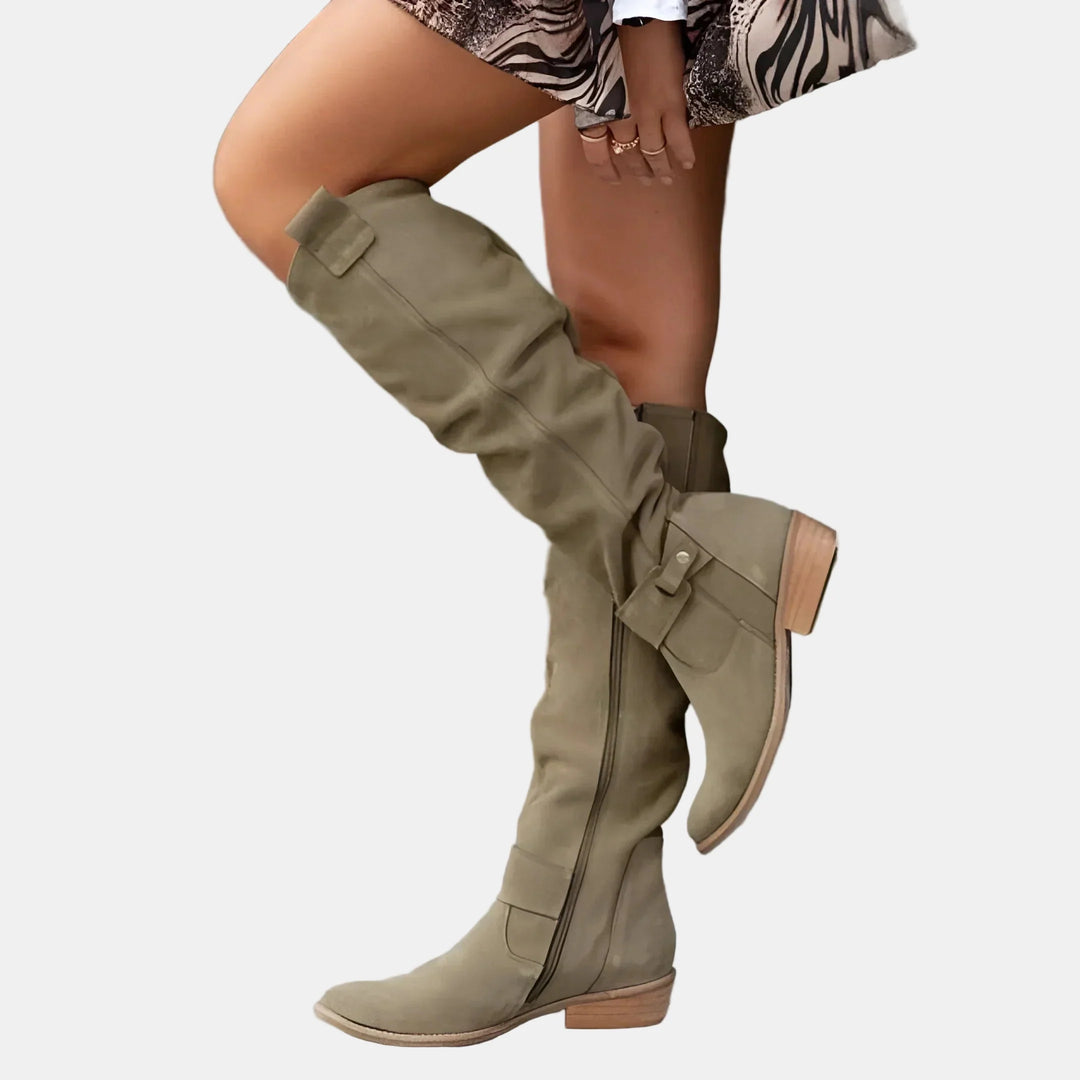 Avery - Suede Low - Heeled Boots