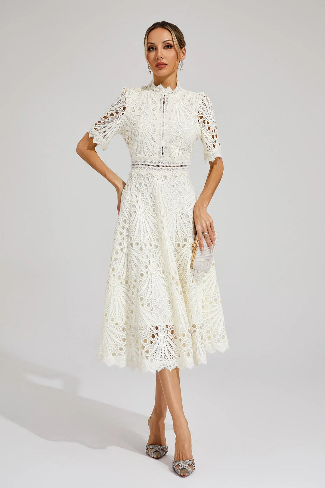 TINA | ELEGANT FLOWER EMBROIDERED DRESS