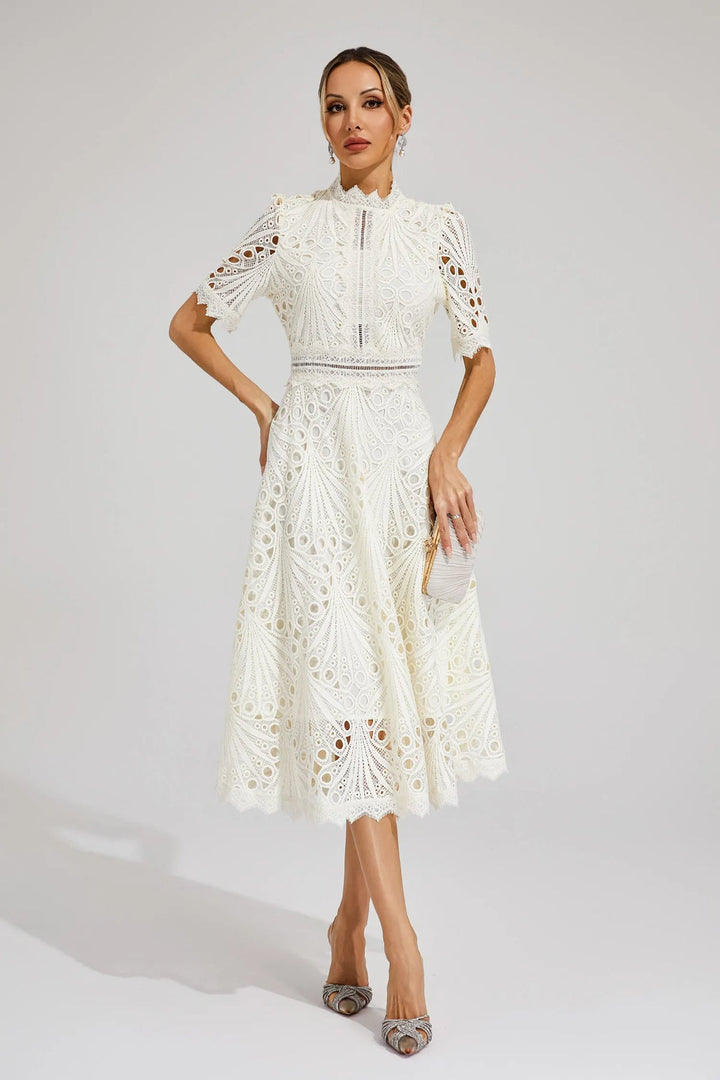TINA | ELEGANT FLOWER EMBROIDERED DRESS