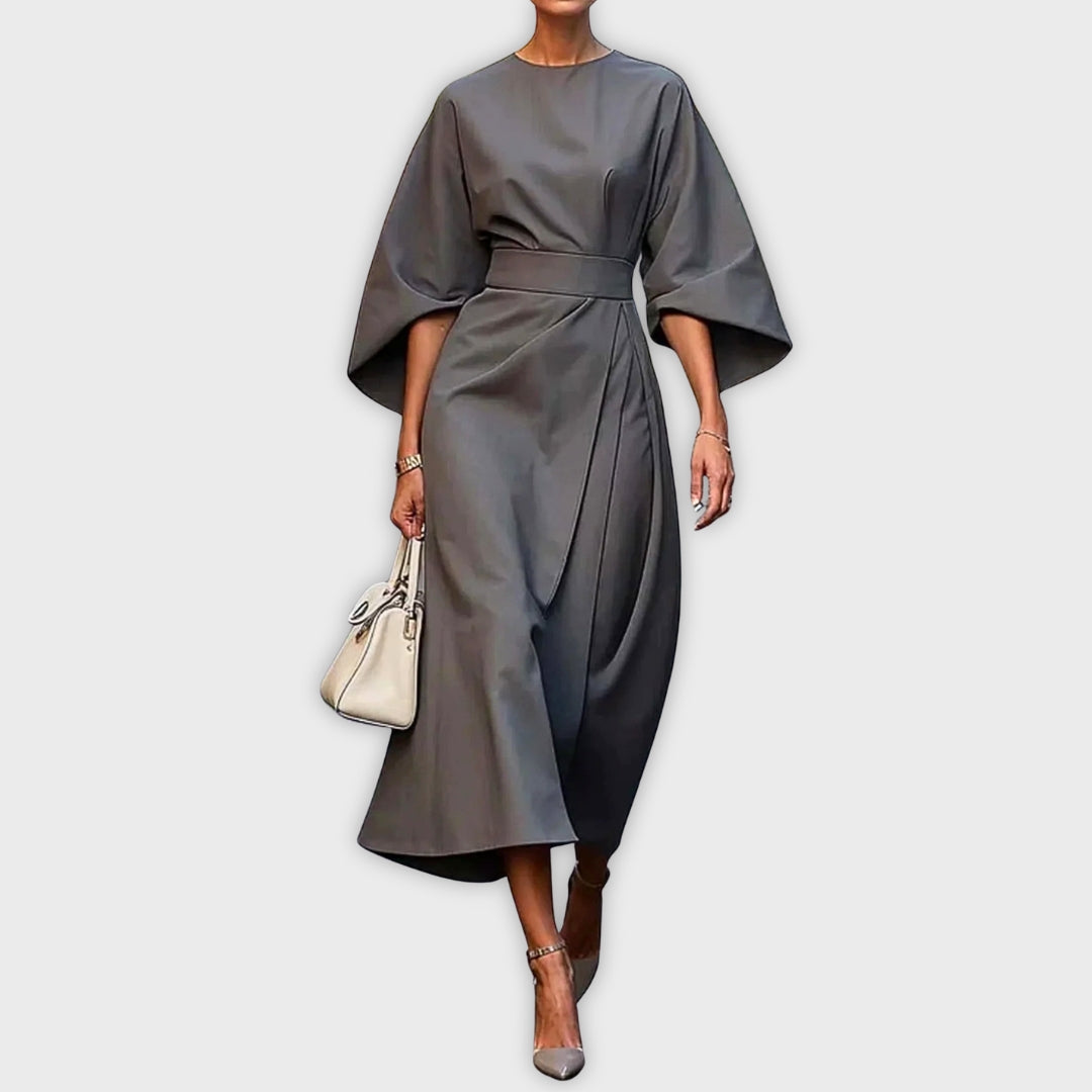 Olivia | Elegant Belted Dolman Sleeve Dress