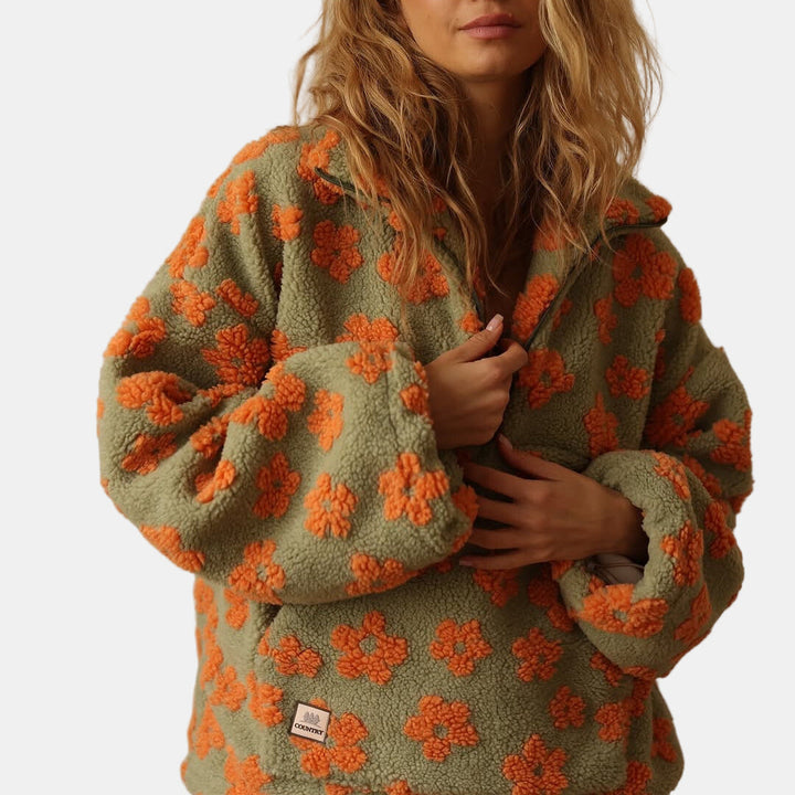 Ivy | Long Sleeve Floral Fleece Sweater
