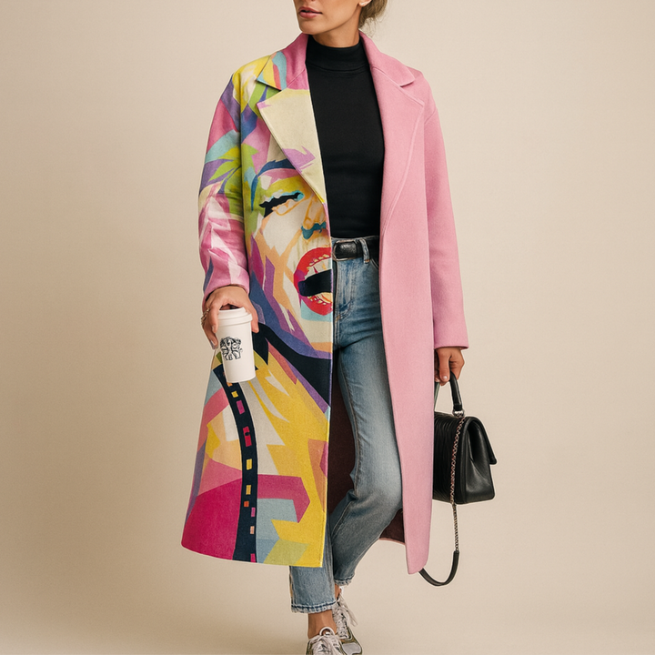 Gisavora - Long Coat with Artistic Patterns