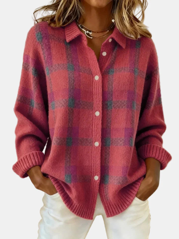 Essale | Retro Contrast Plaid Cardigan