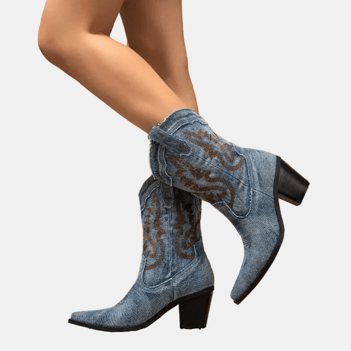 Elara | Denim-Style Ankle Boots