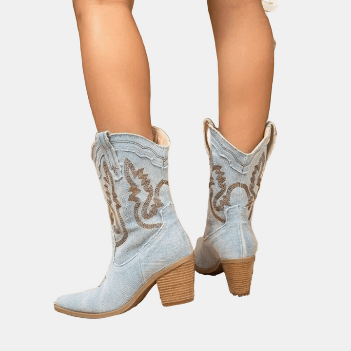 Elara | Denim-Style Ankle Boots