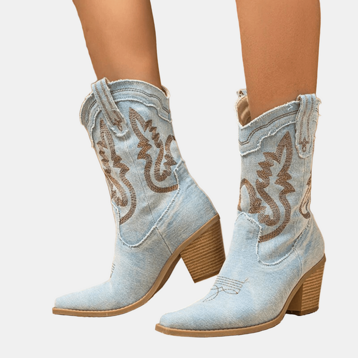 Elara | Denim-Style Ankle Boots