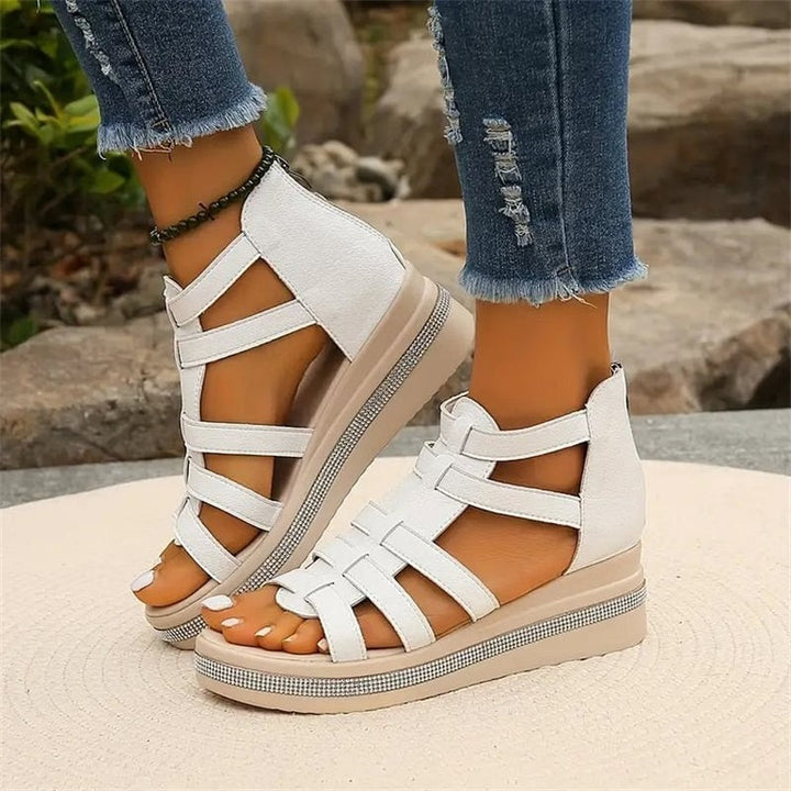 RENEE | STYLISH RHINESTONE WEDGE SANDALS