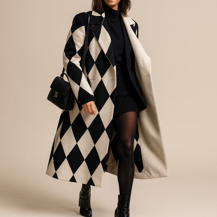 Gisavora - Long Coat with Artistic Patterns
