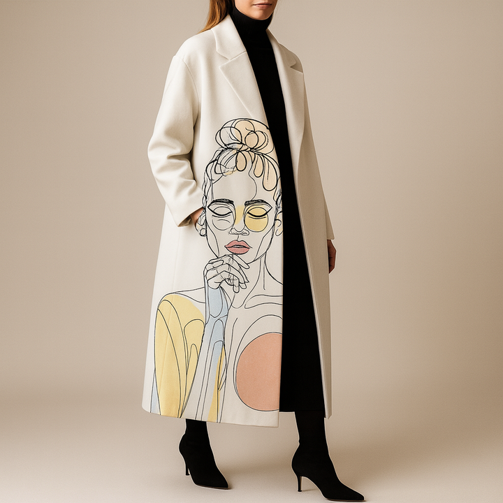 Gisavora - Long Coat with Artistic Patterns