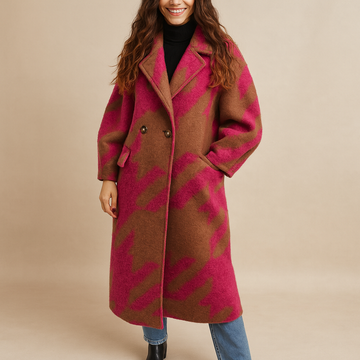 Gisavora - Long Coat with Artistic Patterns