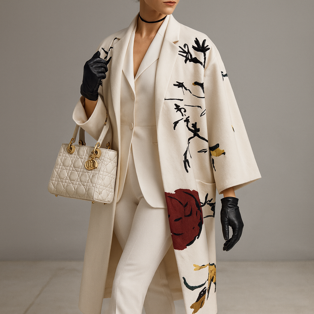 Gisavora - Long Coat with Artistic Patterns